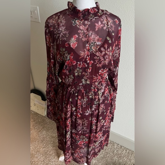 IRO Wine Red Long Sleeve Bell maxi dress - Picture 4 of 14